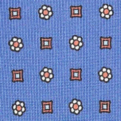 CRAVATTA SARTORIALE 7 CM IN SETA AZZURRO POLVERE Microfantasia fiore