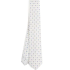 CRAVATTA SARTORIALE 7 CM IN SETA BIANCA Microfantasia fiore