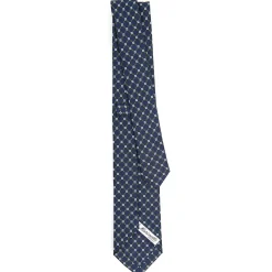 CRAVATTA SARTORIALE 7 CM IN SETA BLU SCURO Microfantasia fiore