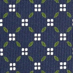 CRAVATTA SARTORIALE 7 CM IN SETA BLU SCURO Microfantasia fiore