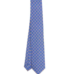 CRAVATTA SARTORIALE 7 CM IN SETA AZZURRO POLVERE Microfantasia fiore