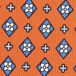 CRAVATTA SARTORIALE 7 CM IN SETA ARANCIONE Microfantasia fiore