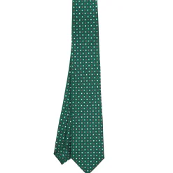 CRAVATTA SARTORIALE 7 CM IN SETA VERDE SCURO Microfantasia fiore