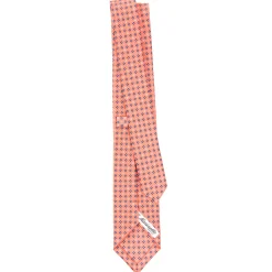 CRAVATTA SARTORIALE 7 CM IN SETA ARANCIONE Microfantasia fiore