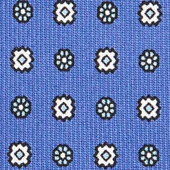 CRAVATTA SARTORIALE 7 CM IN SETA AZZURRO POLVERE Microfantasia fiore