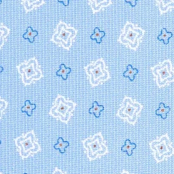 CRAVATTA SARTORIALE 7 CM IN SETA AZZURRA Microfantasia fiore