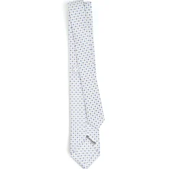 CRAVATTA SARTORIALE 7 CM IN SETA BIANCA Microfantasia fiore