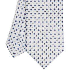 CRAVATTA SARTORIALE 7 CM IN SETA BIANCA Microfantasia fiore