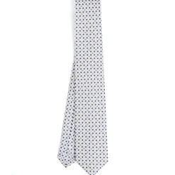 CRAVATTA SARTORIALE 7 CM IN SETA BIANCA Microfantasia fiore