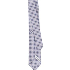 CRAVATTA SARTORIALE 7 CM IN SETA GRIGIO CHIARO Microfantasia fiore