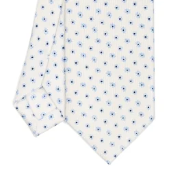 CRAVATTA SARTORIALE 7 CM IN SETA BIANCA Microfantasia fiore