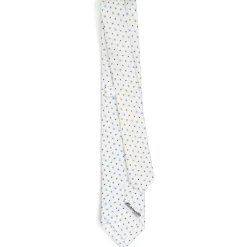 CRAVATTA SARTORIALE 7 CM IN SETA BIANCA Microfantasia fiore