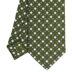 CRAVATTA SARTORIALE 7 CM IN SETA VERDE OLIVA Microfantasia fiore
