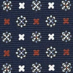 CRAVATTA SARTORIALE 7 CM IN SETA BLU SCURO Microfantasia fiore