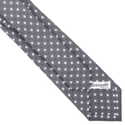 CRAVATTA SARTORIALE 7 CM IN SETA GRIGIO SCURO Microfantasia fiore