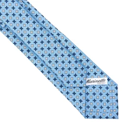 CRAVATTA SARTORIALE 7 CM IN SETA AZZURRA Microfantasia fiore