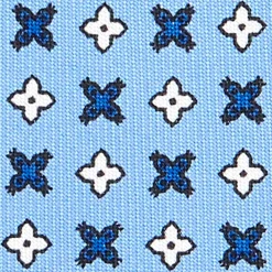 CRAVATTA SARTORIALE 7 CM IN SETA AZZURRA Microfantasia fiore