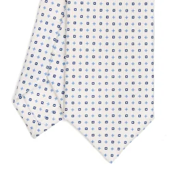 CRAVATTA SARTORIALE 7 CM IN SETA BIANCA Microfantasia fiore