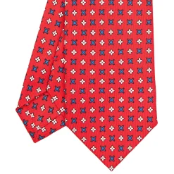 CRAVATTA SARTORIALE 7 CM IN SETA ROSSA Microfantasia fiore