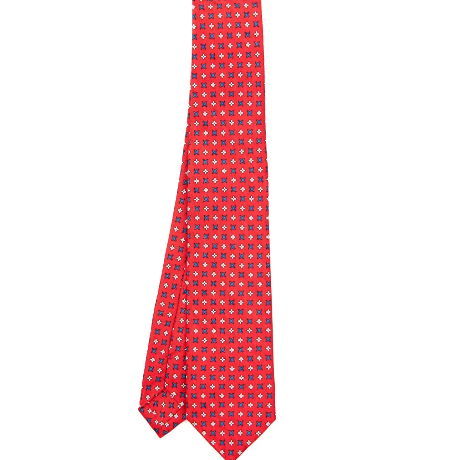 CRAVATTA SARTORIALE 7 CM IN SETA ROSSA Microfantasia fiore