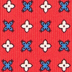 CRAVATTA SARTORIALE 7 CM IN SETA ROSSA Microfantasia fiore