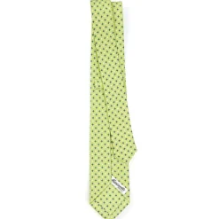 CRAVATTA SARTORIALE 7 CM IN SETA VERDE CHIARO Microfantasia fiore