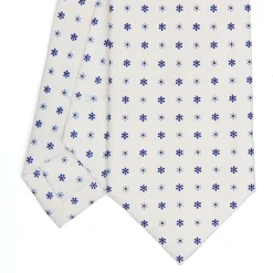 CRAVATTA SARTORIALE 7 CM IN SETA BIANCA Microfantasia fiore