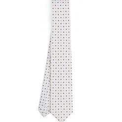 CRAVATTA SARTORIALE 7 CM IN SETA BIANCA Microfantasia fiore