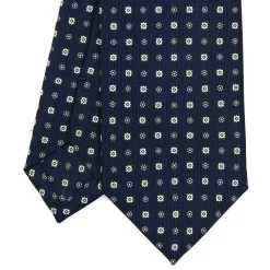 CRAVATTA SARTORIALE 7 CM IN SETA BLU SCURO Microfantasia fiore