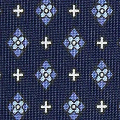 CRAVATTA SARTORIALE 7 CM IN SETA BLU SCURO Microfantasia fiore