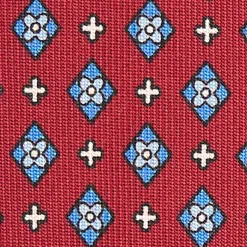 CRAVATTA SARTORIALE 7 CM IN SETA BORDEAUX Microfantasia fiore
