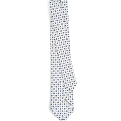 CRAVATTA SARTORIALE 7 CM IN SETA BIANCA Microfantasia fiore