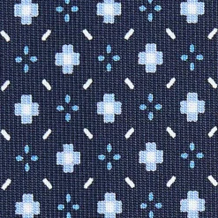 CRAVATTA SARTORIALE 7 CM IN SETA BLU SCURO Microfantasia fiore