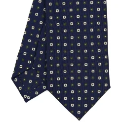 CRAVATTA SARTORIALE 7 CM IN SETA BLU SCURO Microfantasia fiore