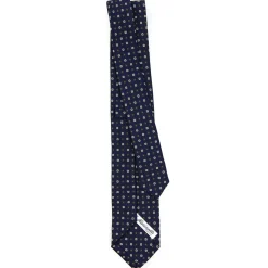 CRAVATTA SARTORIALE 7 CM IN SETA BLU SCURO Microfantasia fiore