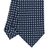 CRAVATTA SARTORIALE 7 CM IN SETA BLU SCURO Microfantasia fiore