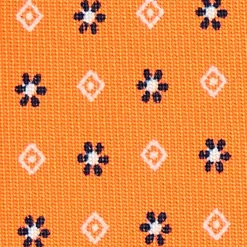 CRAVATTA SARTORIALE 7 CM IN SETA ARANCIONE Microfantasia fiore