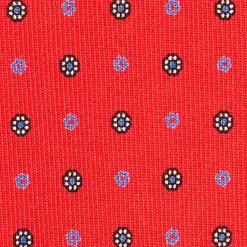 CRAVATTA SARTORIALE 7 CM IN SETA ROSSA Microfantasia fiore