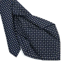 CRAVATTA SARTORIALE 5 PIEGHE IN SETA BLU SCUROMicrofantasia fiore
