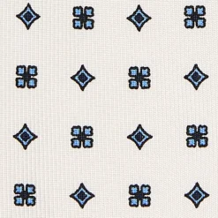 CRAVATTA SARTORIALE 7 PIEGHE IN SETA BIANCA Microfantasia fiore