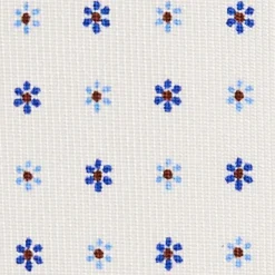 CRAVATTA SARTORIALE 7 PIEGHE IN SETA BIANCA Microfantasia fiore