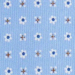 CRAVATTA SARTORIALE 5 PIEGHE IN SETA AZZURRA Microfantasia fiore