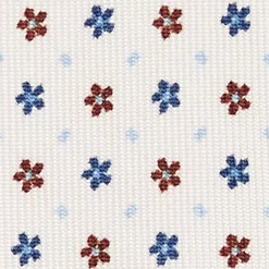 CRAVATTA SARTORIALE 5 PIEGHE IN SETA BIANCA Microfantasia fiore