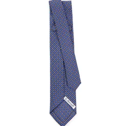 CRAVATTA SARTORIALE 5 PIEGHE IN SETA AZZURRO POLVERE Microfantasia fiore