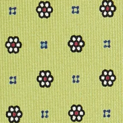 CRAVATTA SARTORIALE 5 PIEGHE IN SETA VERDE CHIARO Microfantasia fiore