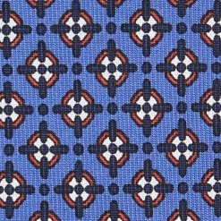 CRAVATTA SARTORIALE 7 PIEGHE IN SETA AZZURRO POLVERE Microfantasia fiore