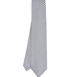 CRAVATTA SARTORIALE 7 PIEGHE IN SETA BIANCA Microfantasia fiore
