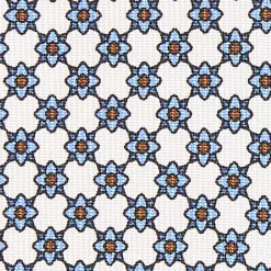 CRAVATTA SARTORIALE 7 PIEGHE IN SETA BIANCA Microfantasia fiore