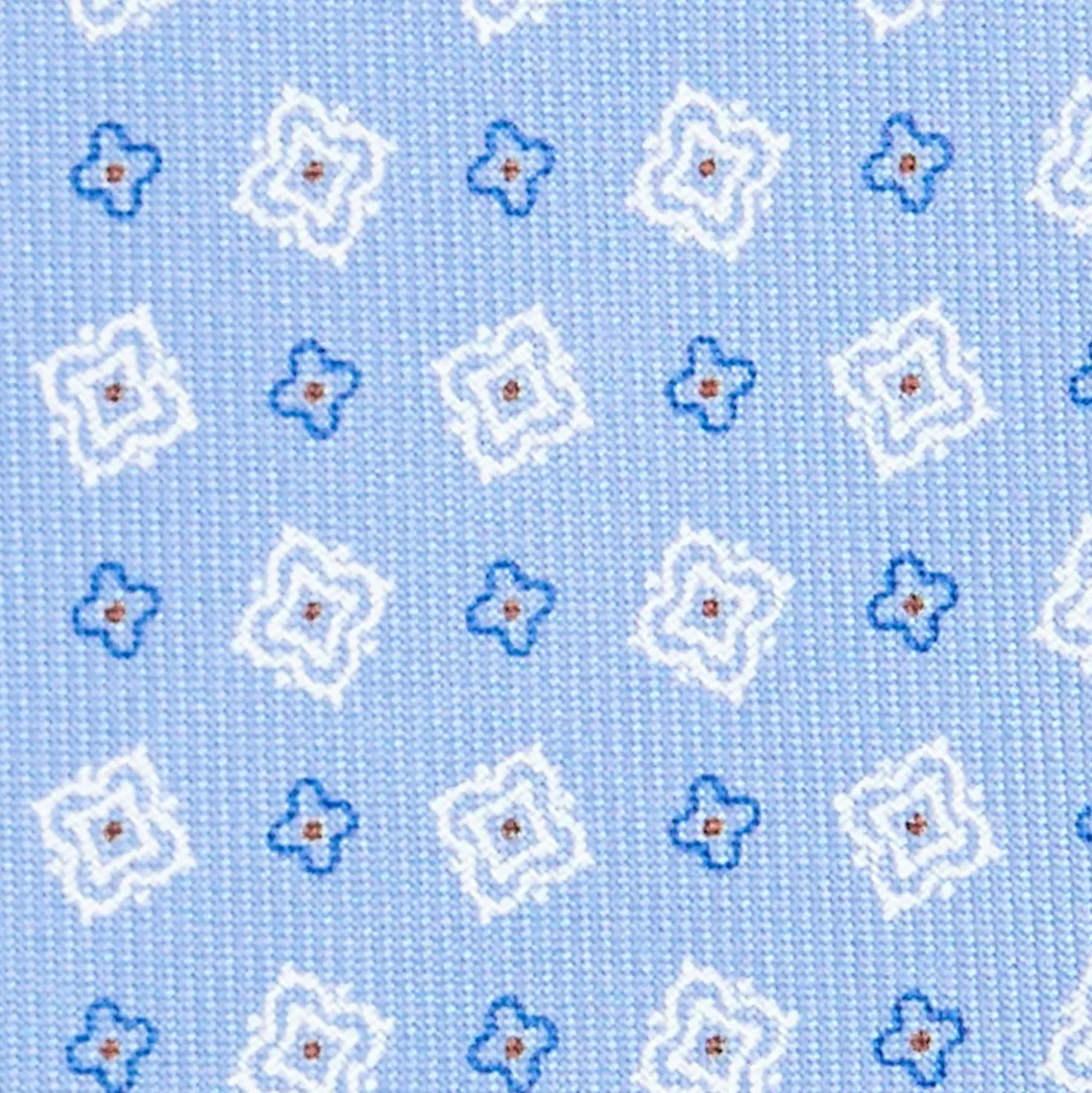 CRAVATTA SARTORIALE 9 PIEGHE IN SETA AZZURRA Microfantasia fiore
