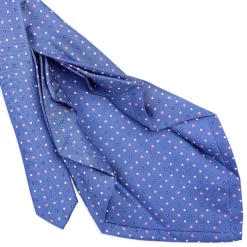 CRAVATTA SARTORIALE 9 PIEGHE IN SETA AZZURRO POLVERE Microfantasia fiore